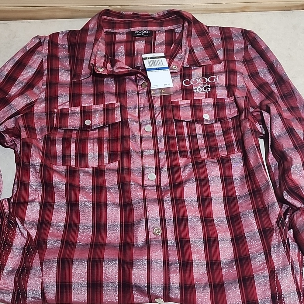 Coogi Women's flannel snap button shirt NWT XL
